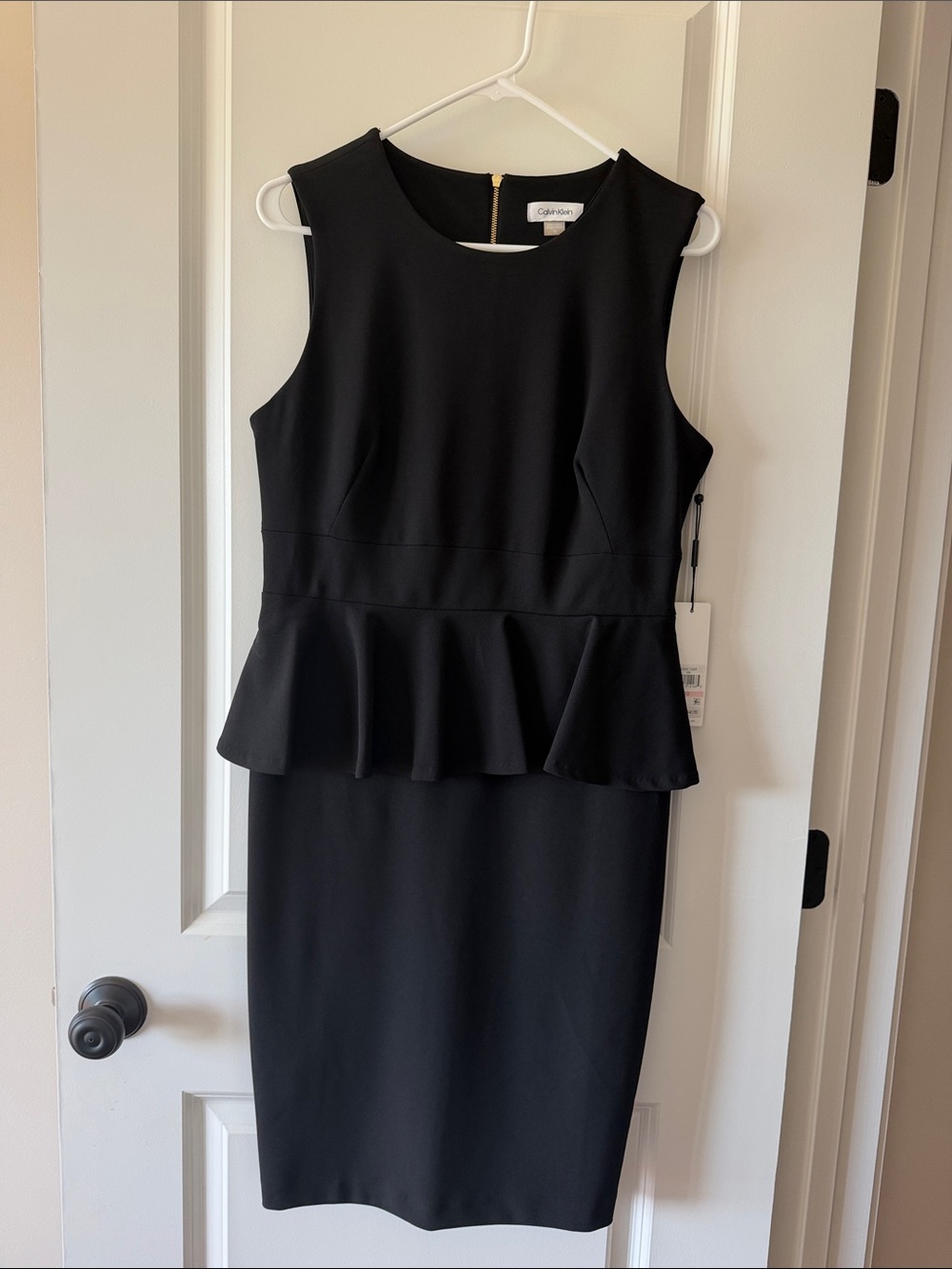 New!! Calvin Klein Black Sleeveless Peplum Sheath Dress